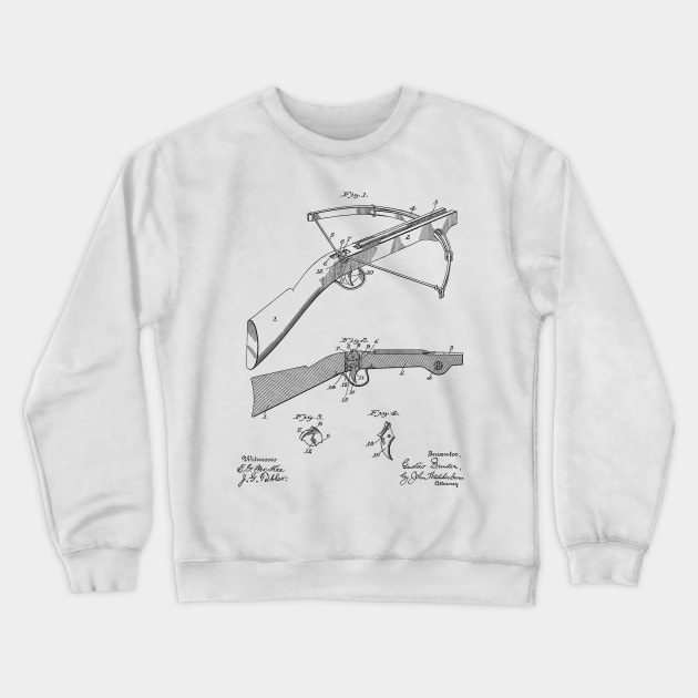 Crossbow Vintage Patent Hand Drawing Crewneck Sweatshirt by TheYoungDesigns